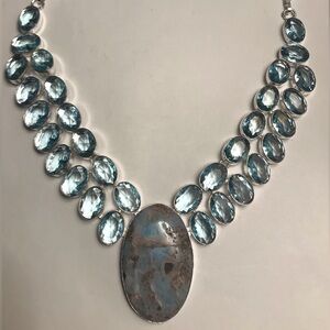 Larimar Blue Topaz Stamped 925 Sterling Silver Necklace